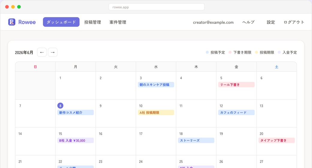 投稿を計画して管理の画面イメージ