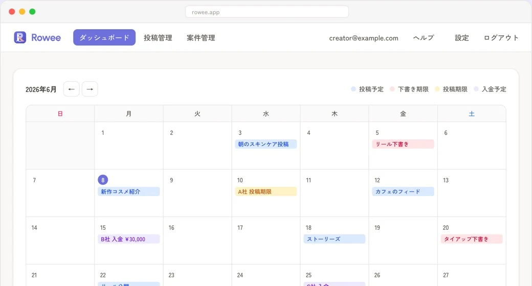 投稿を計画して管理の画面イメージ